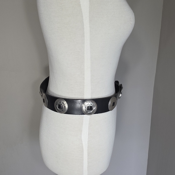 Vintage Datona Bike Week 1990 Black Leather Belt w/ Silver and Turquoise Buckle main image 5